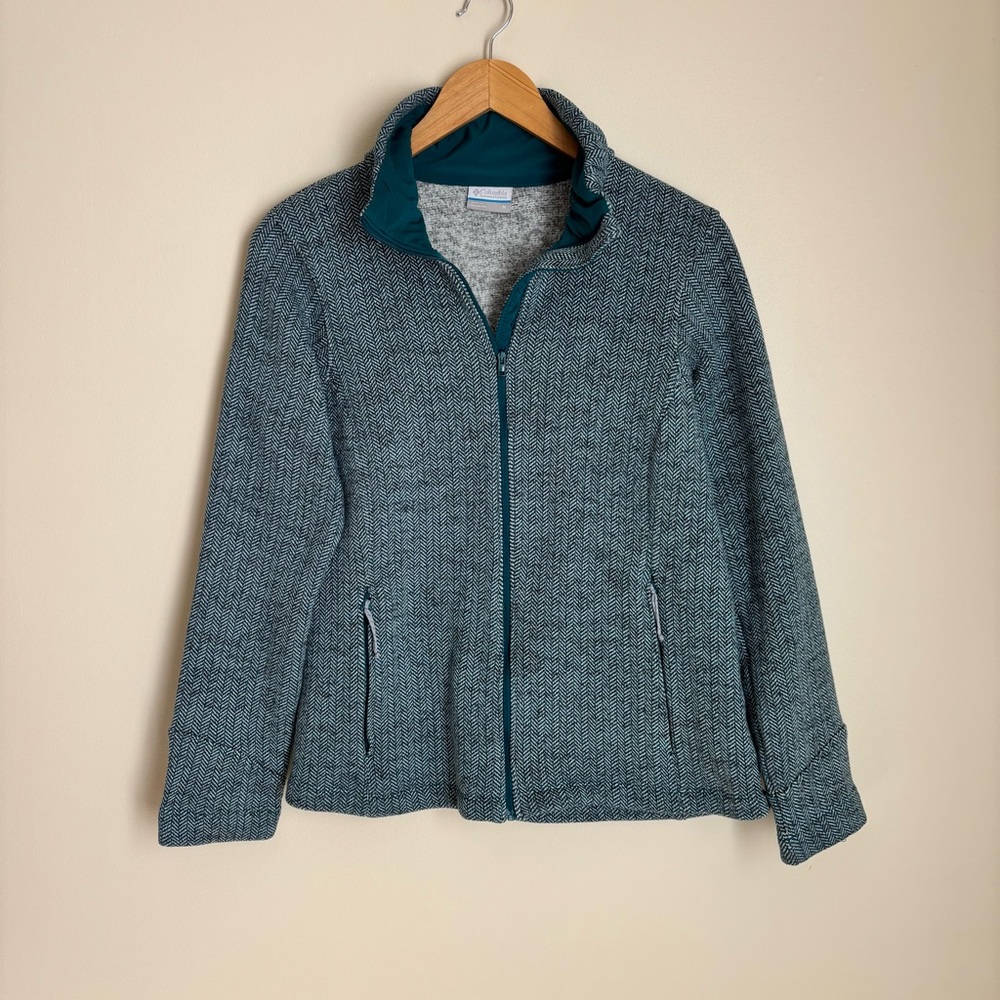 Columbia Turquoise Utility Sweater Fitted Zip-Up
